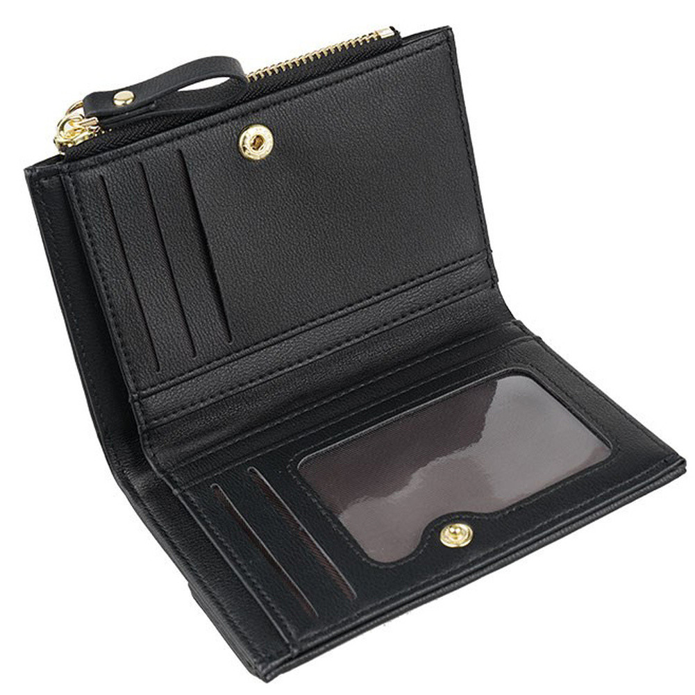 RFID Blocking Leather Bifold Wallet with Zipper Coin Pocket Lady Fashion Clutch