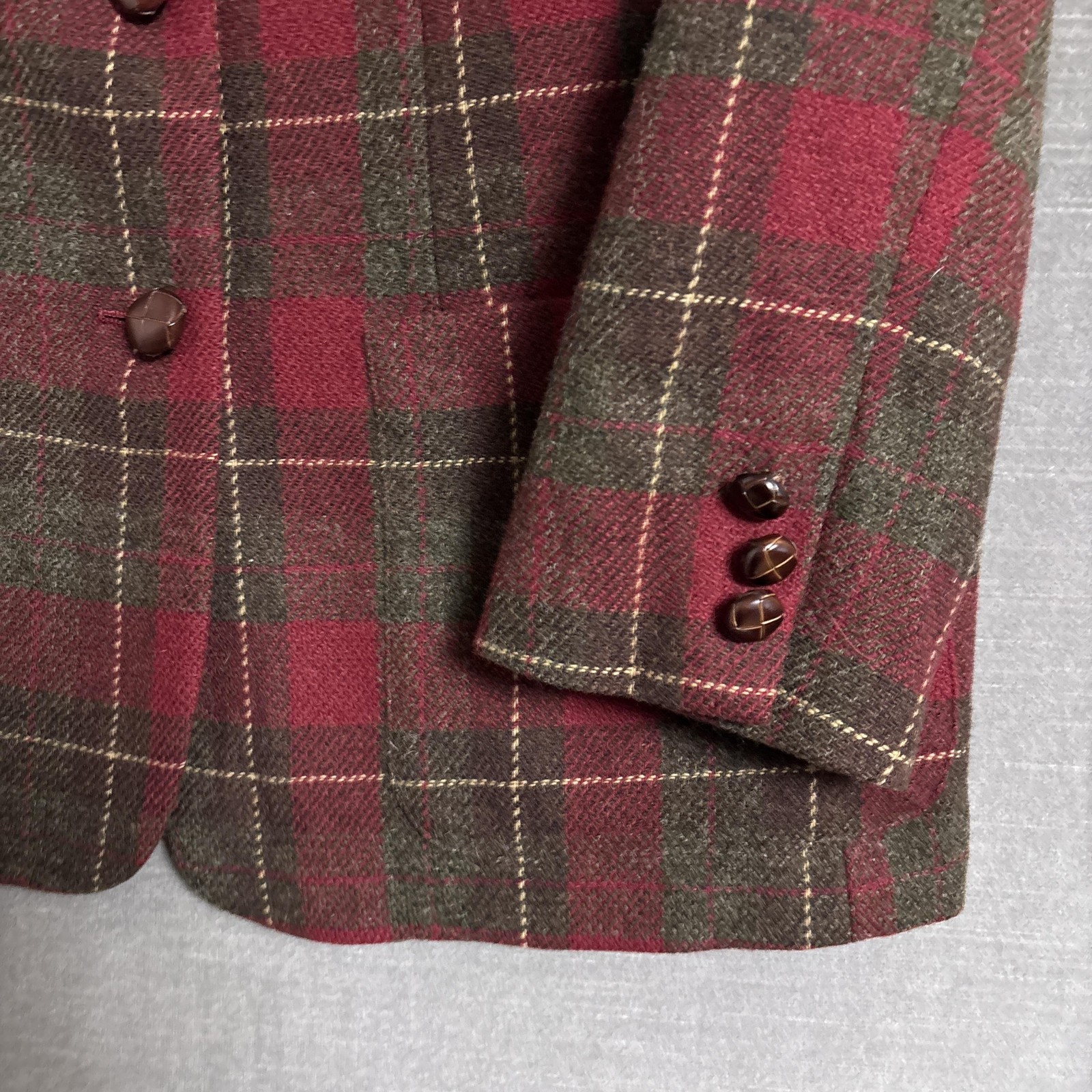 Vintage LL Bean Blazer 6 Petite Red Brown Plaid Classic Holiday Casual Career