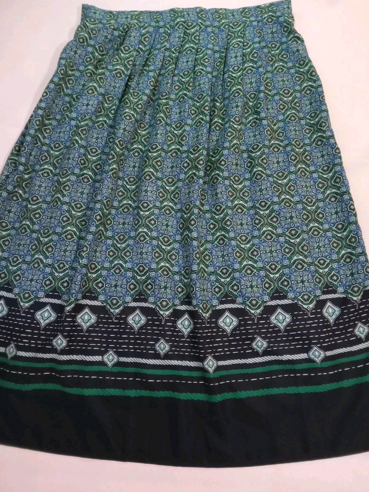 CHRISTOPHER BANKS Maxi Skirt Womens Medium Blue Print Lined Elastic Waistband