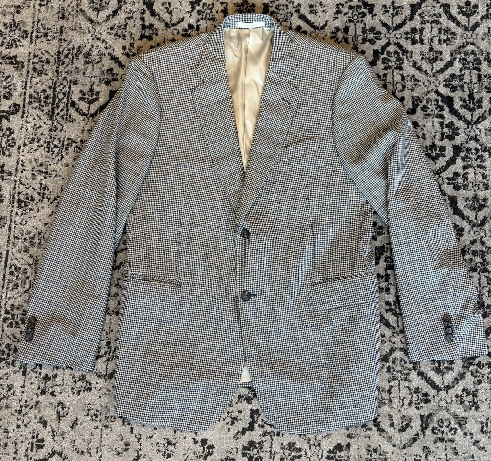 Current John W Nordstrom hounds tooth check sky blue window pane sport coat 44 R