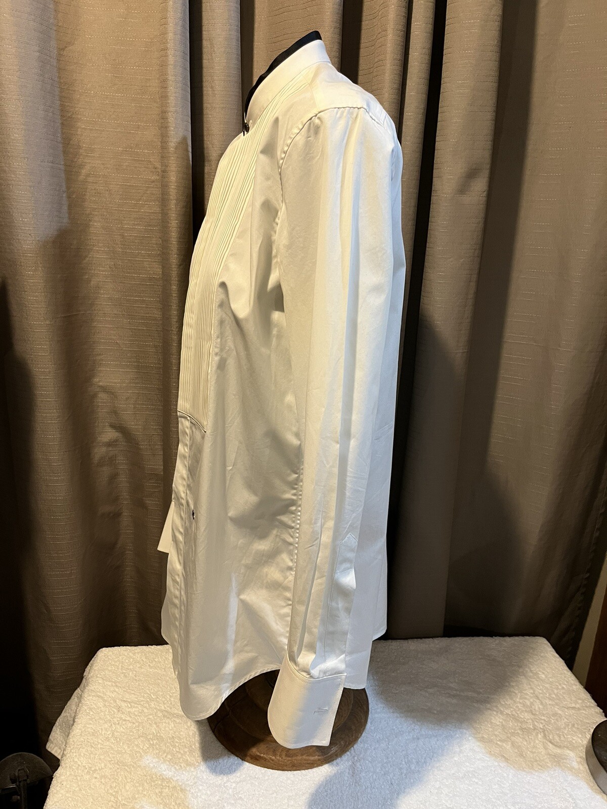 Sz EU 48 / US 38-40 DSQUARED2 Band Coller Pleated Tuxedo Shirt