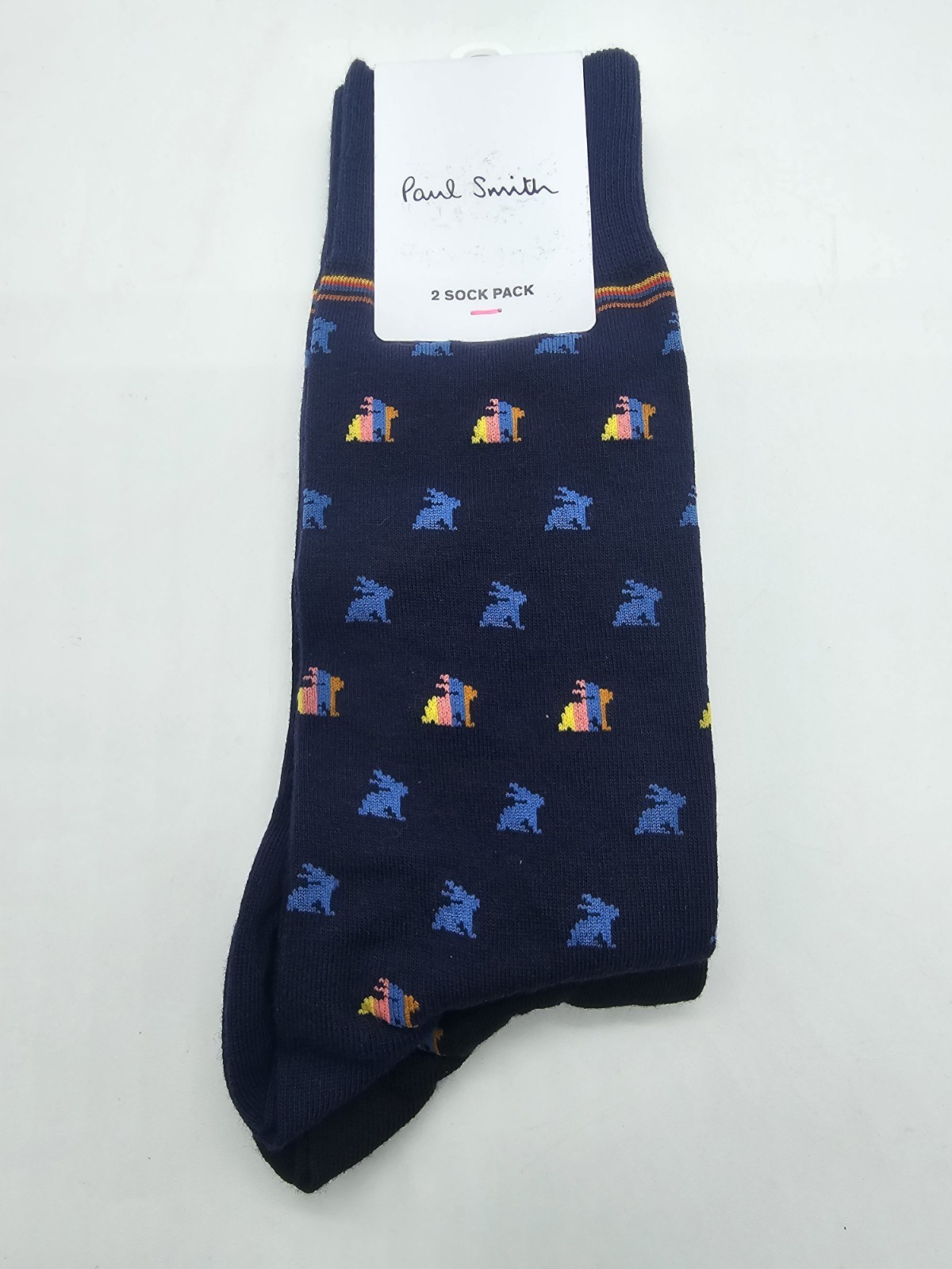 Paul Smith Carter Socks Cotton Black / Navy Set of 2 Made in Italy Great gift