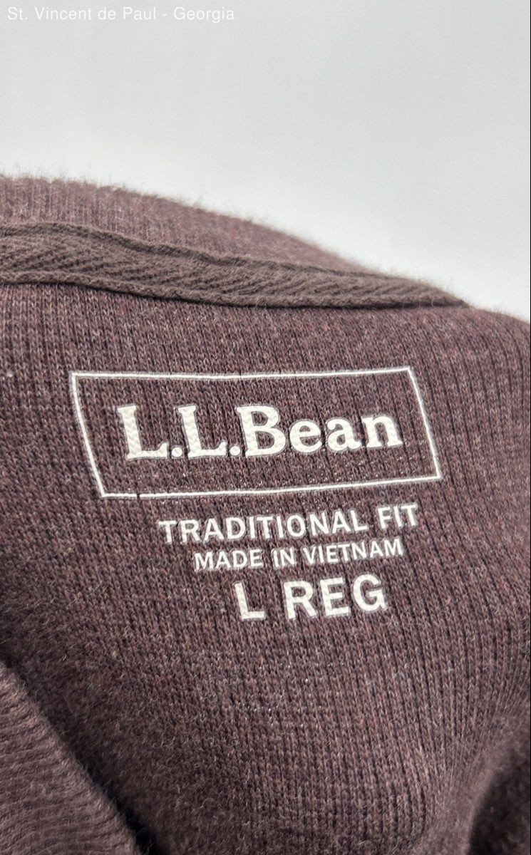 L.L. Bean Thermal Henley Shirt Men’s Large Brown Buttons