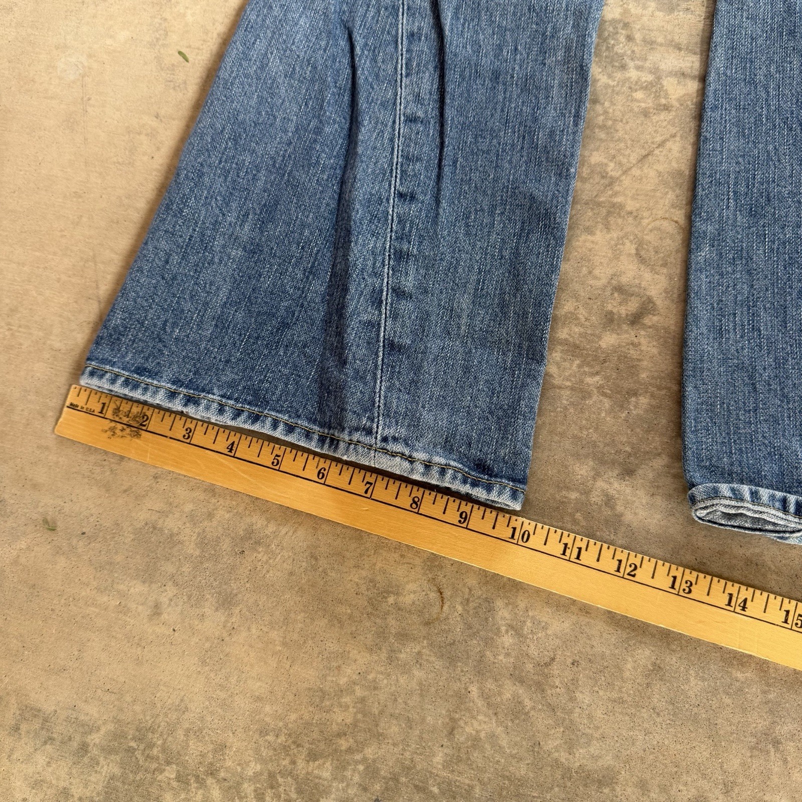 True Religion Joey Patch Old Stone Twisted Flare Jeans 27×31 Made In USA