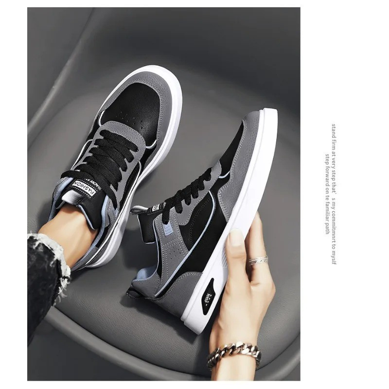 Men’S Leather Casual Sneakers Breathable Comfortable Walking Daily Wear Shoes