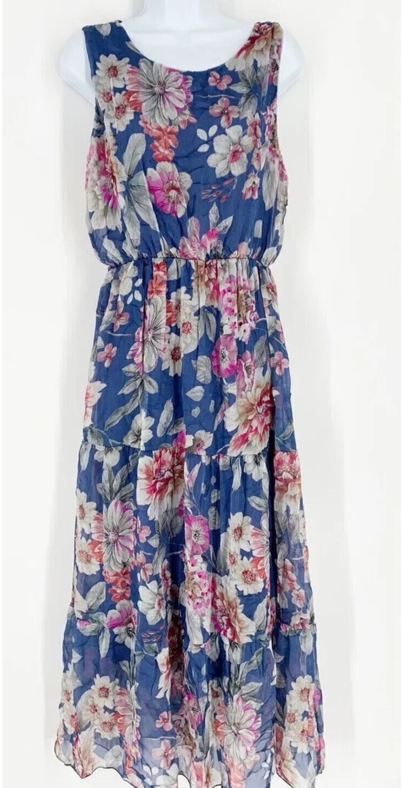 LARA G by Lara Guidotti Garden Floral Airy Silk Blend Maxi Dress sz M Fairy New!