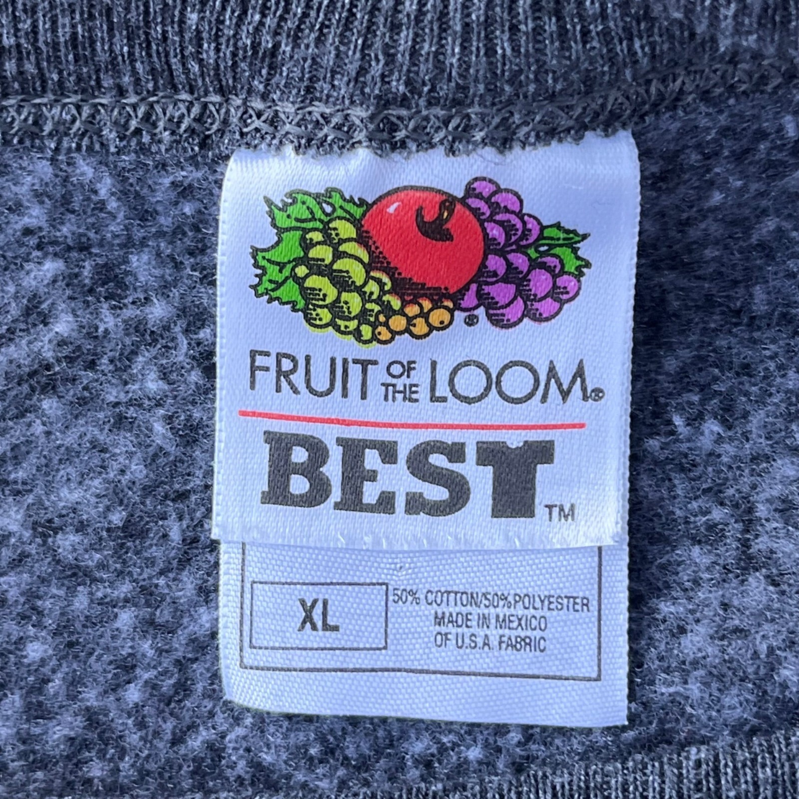 Fruit Of The Loom Dark Gray Crewneck Sweatshirt XL Cotton/Polyester Blend Mexico