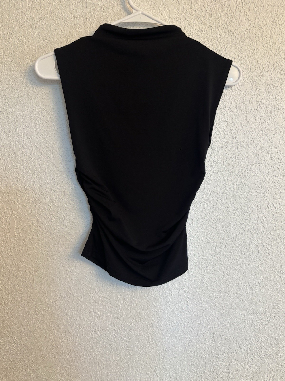 H&M Black Ruched Mock Neck Sleeveless Stretch Knit Tank Top Women’s XS