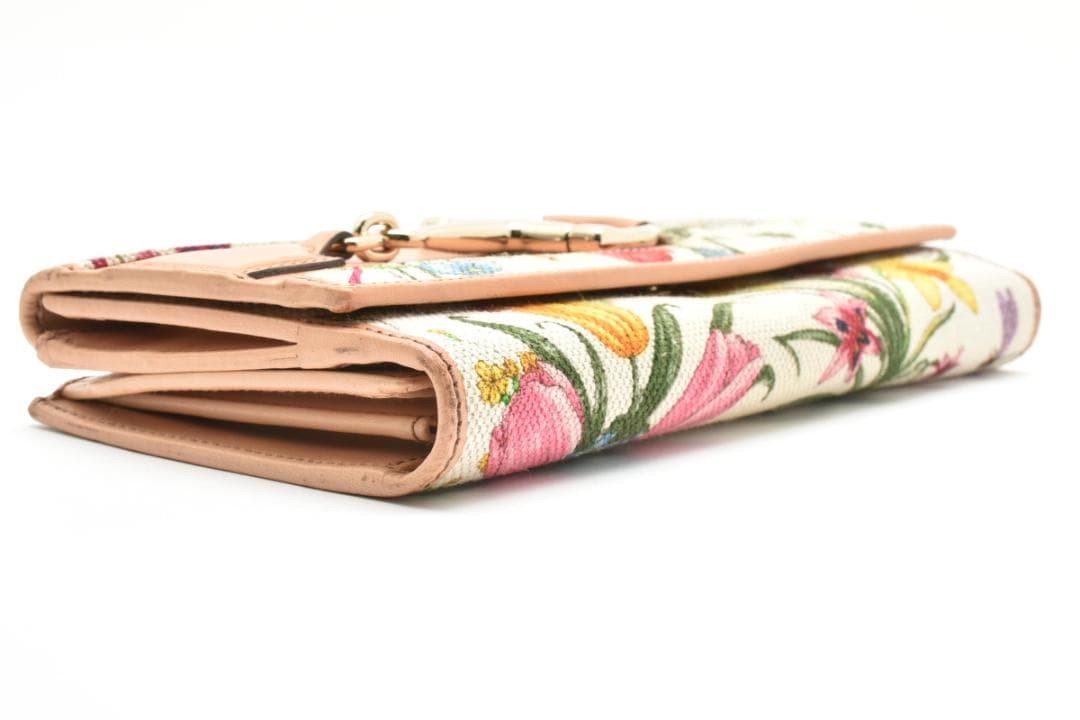 Gucci Horsebit Flora Leather Long Wallet Floral Size 7.48in Made in Italy