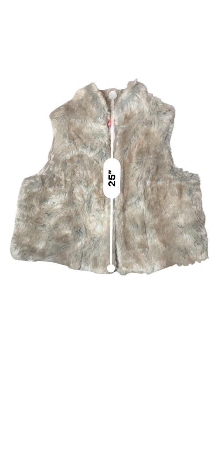 Elle Womens Acrylic Blend Faux Fur Open Front Vest Grey Brown Multi Size 1X EUC