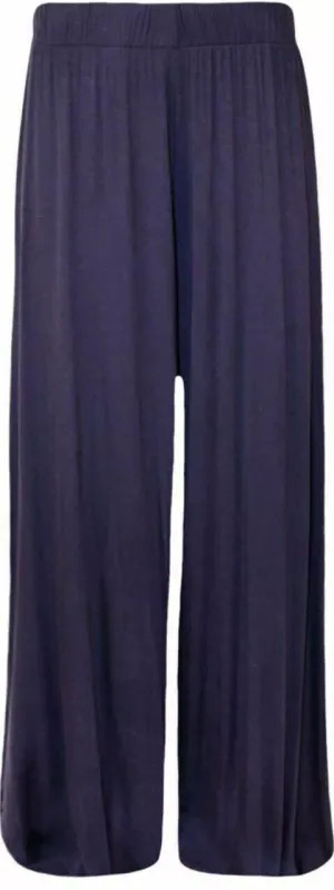 Ladies Palazzo Wide Leg Flared Elasticated Stretch Plain Trousers Womens Wide UK