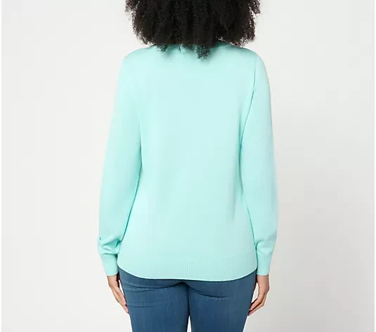 Belle Beach Kim Gravel Brdwlk Prep Sequin Trim Sweater-Island Blue-Small-A726369