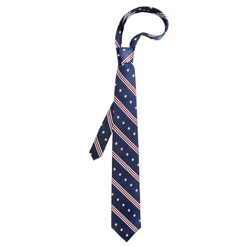 Men’s Patriotic Neckties American Flag Ties 3.27″ (8.3CM) USA Blue Star Striped