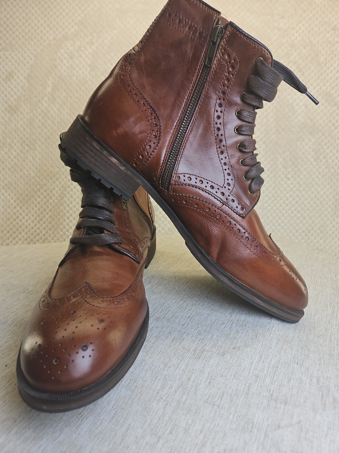 Blake Mckay Bryon Wingtip Chukka Boots With Side Zipper And Front Lace up Sz 12