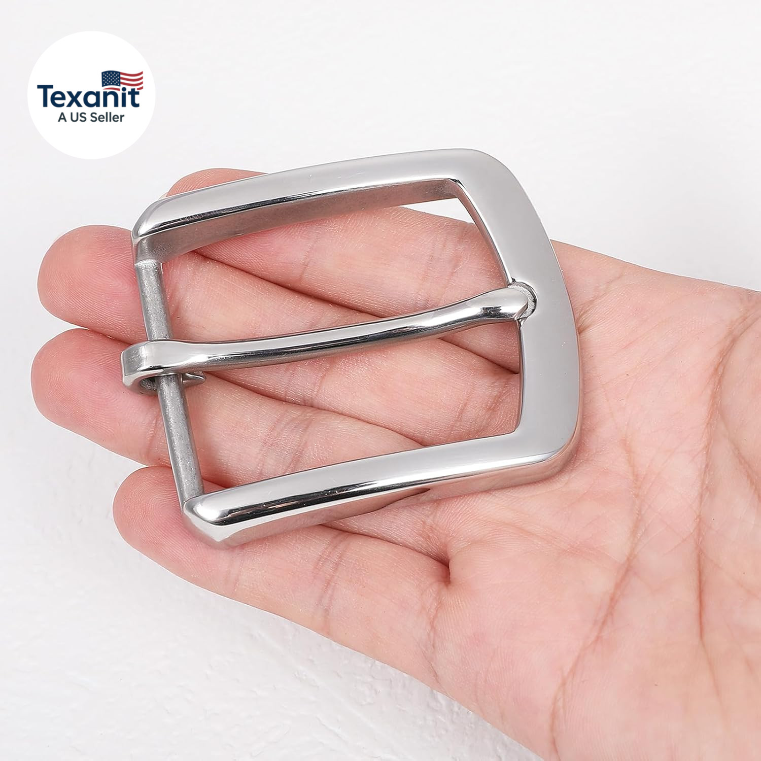 Silver Belt Buckle, 1.5 Inch Belt Buckles for Men, Stainless Steel Single Prong