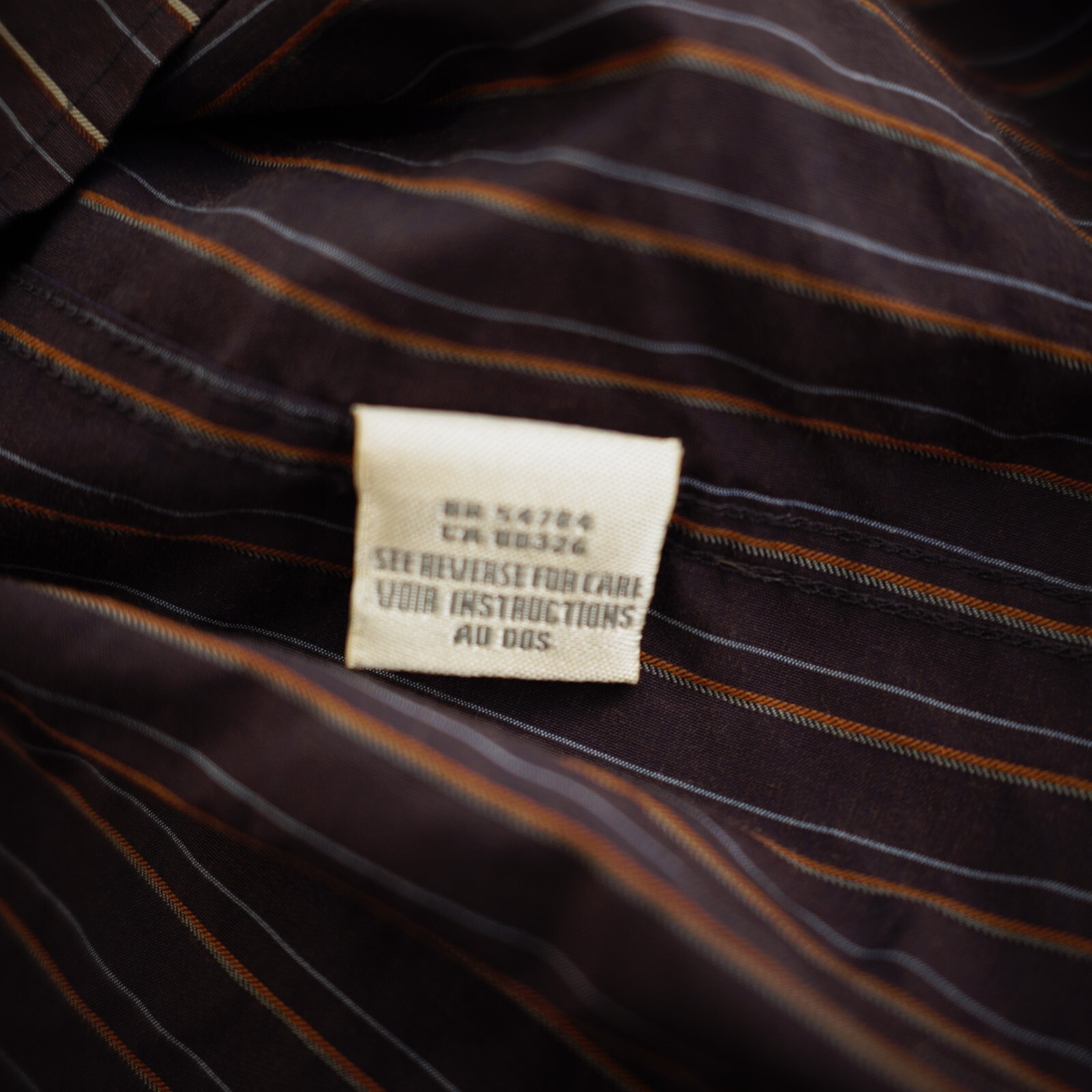 Joseph Abboud Purple Tan Striped Cotton Nylon XL Pocket Collared Dress Shirt