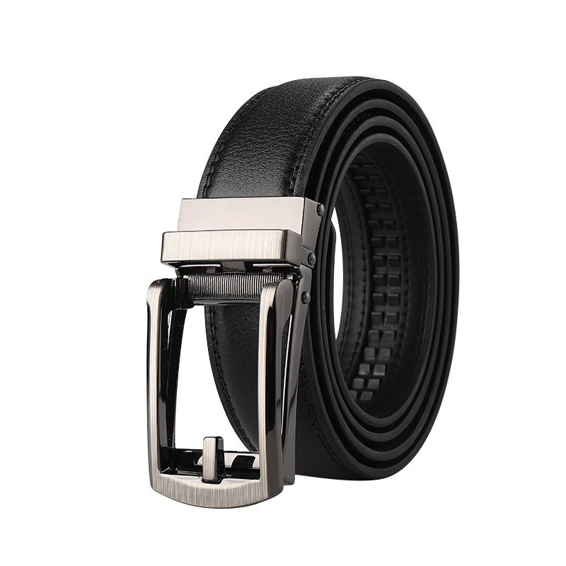 28″-50″ Men’s Leather Ratchet Dress Belts Automatic Buckle Click Sliding Belt US