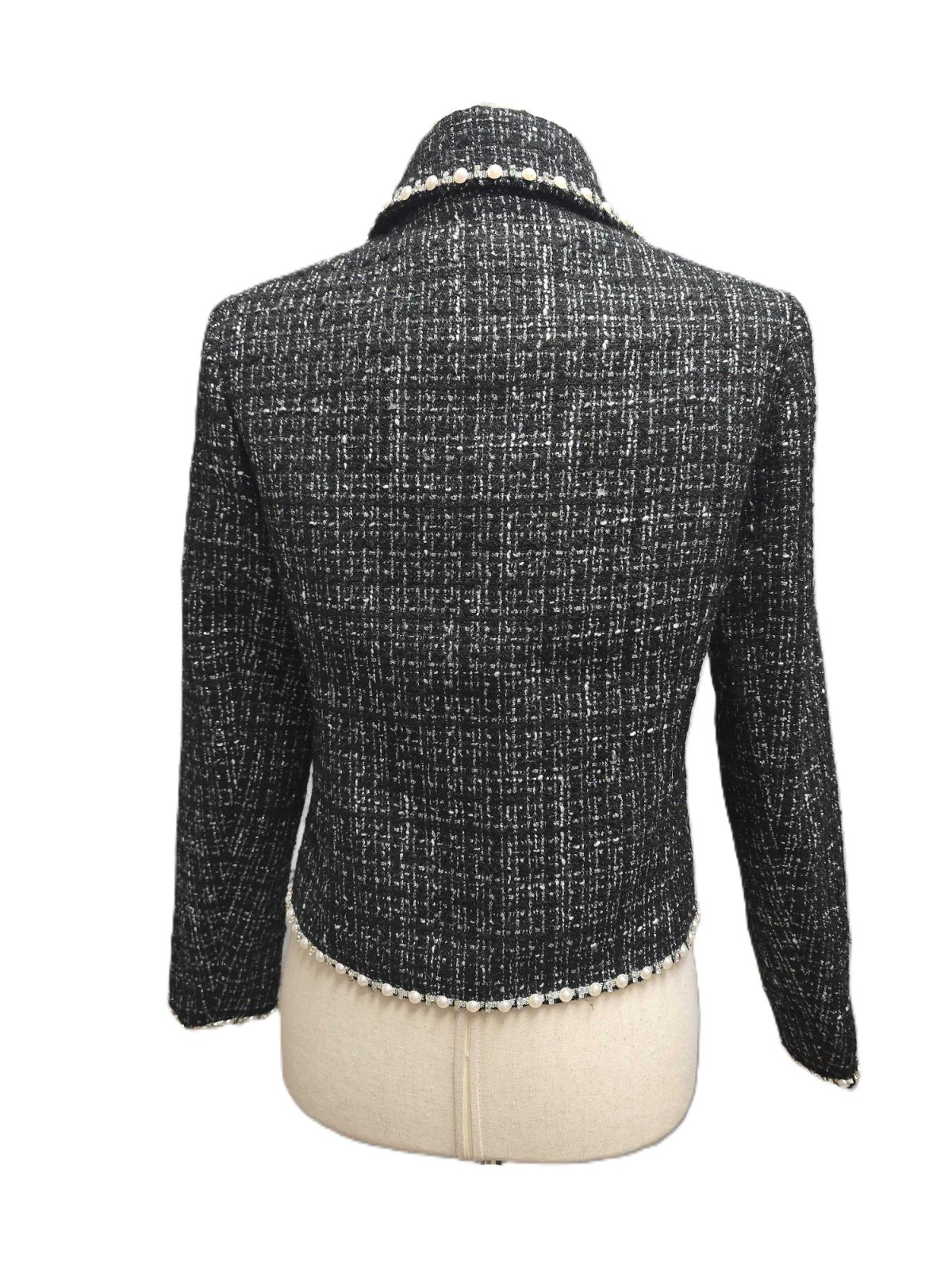 Pearl-Crystal Tweed Blazer Black, Sample, Size S The Noli Shop