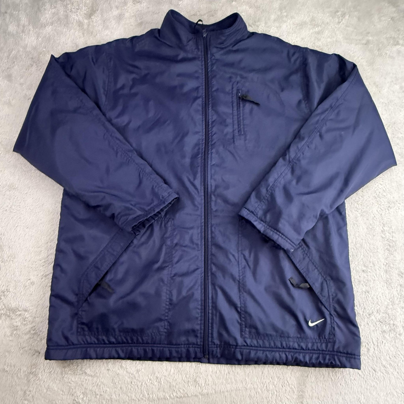 Vintage Nike Jacket Mens 2XL Blue Parka Fleece Lined Insulated Warm Hiking Y2K