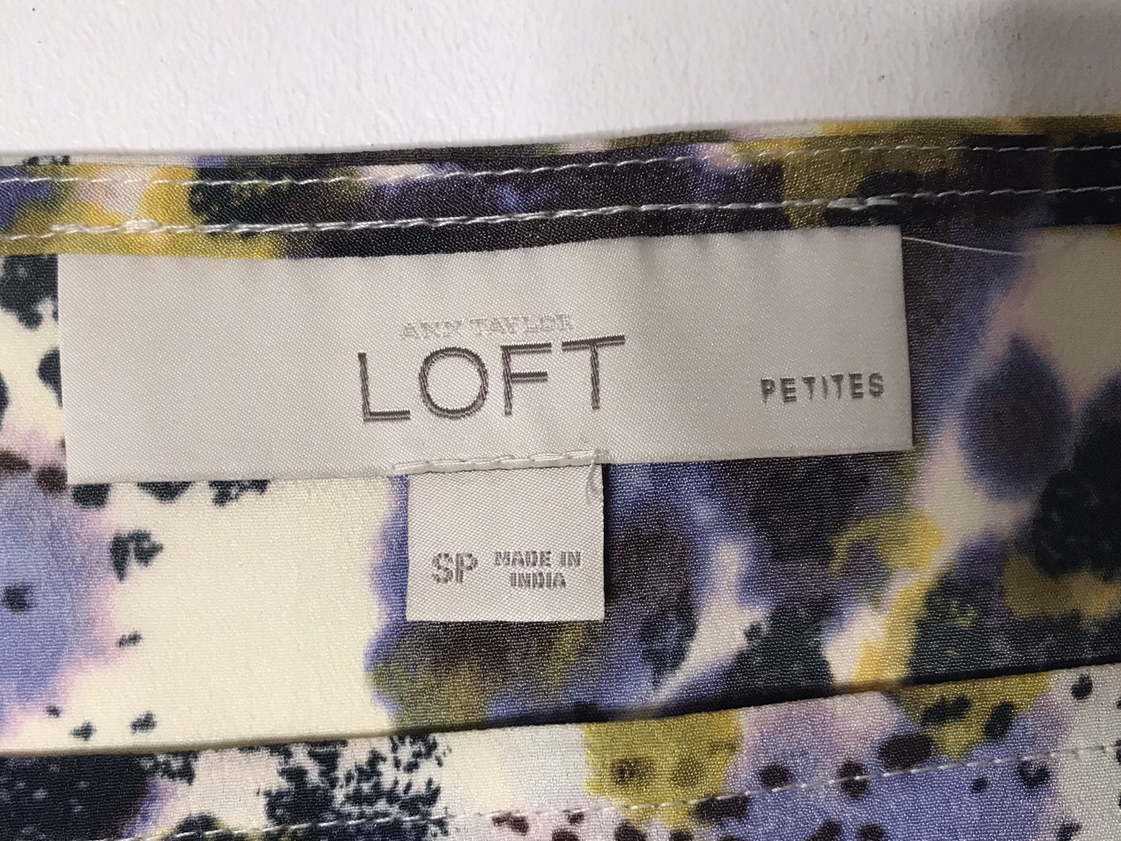 Loft Splotch Dot Splatter Green Purple Pullover Cap Sleeve Blouse Shirt Size SP
