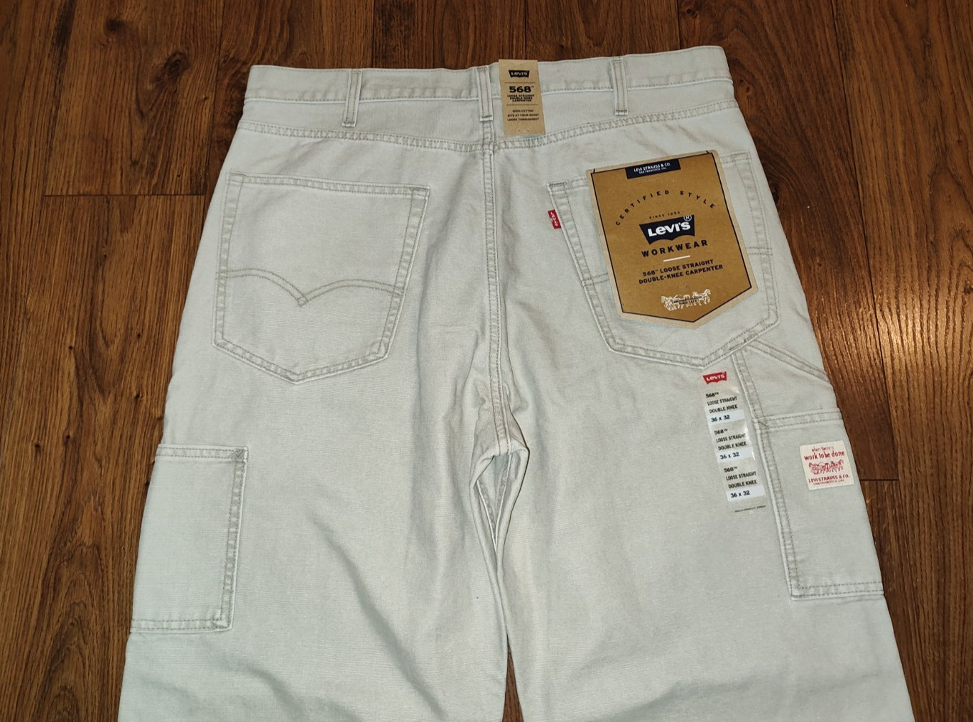 NEW Levis Levi’s 568 Loose Straight Double Knee Carpenter Jeans Pants 36X32 NEW