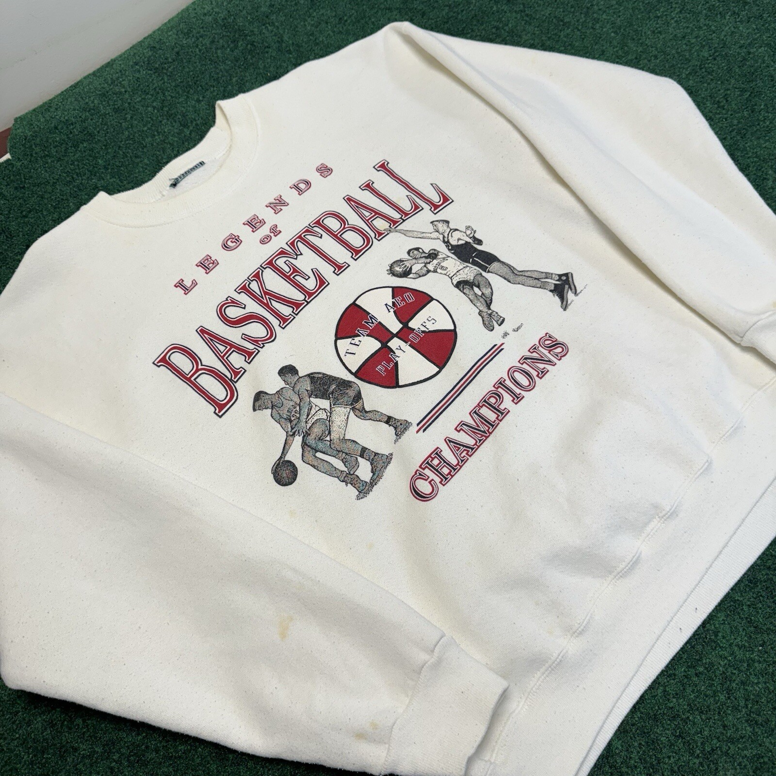 VTG 90s American Eagle Sports Basketball Legends Graphic Sweatshirt White L/XL