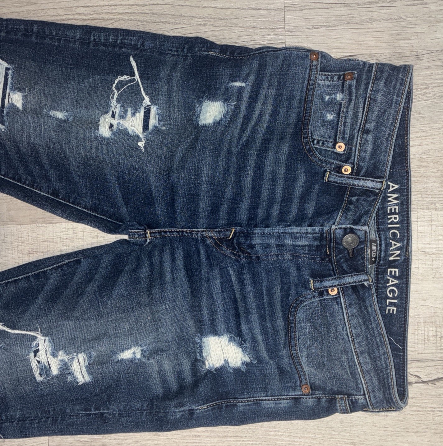 American Eagle AirFlex+ Slim Distressed Ripped Dark Wash Jeans 31×30