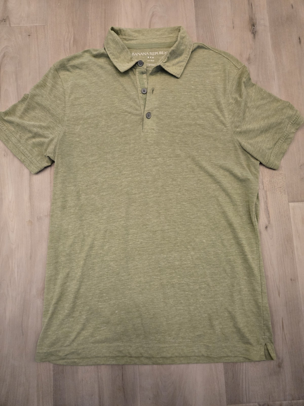 Banana Republic Vintage Wash Men’s Polo Light Olive Green Size M Pre-owned