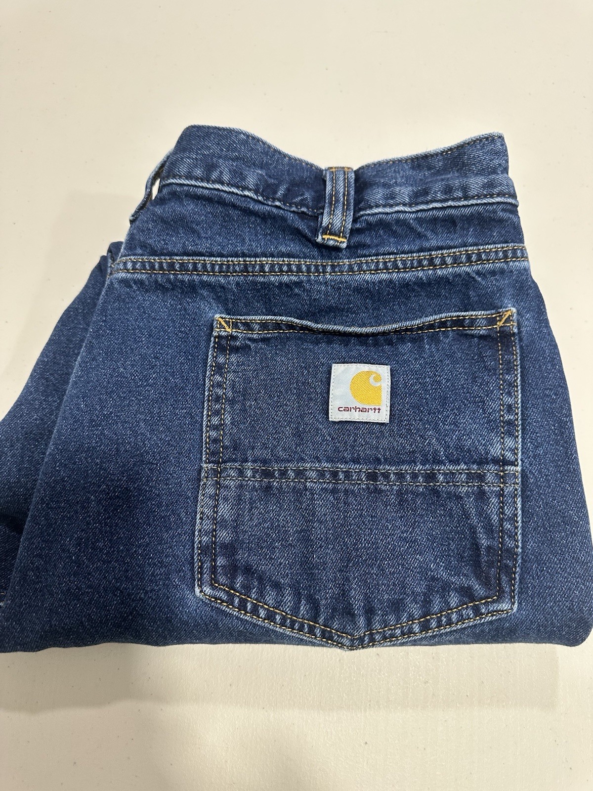 Carhartt Mens Jeans 36×30 Relaxed Fit Straight Leg Blue Denim Work Pants Durable