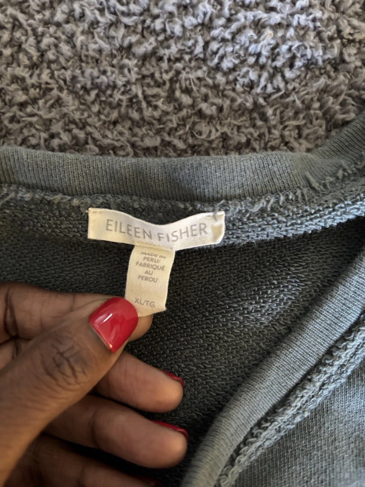 Eileen Fisher Women’s Green Raw Edge Boxy Sweatshirt Organic Cotton XL Lagenlook