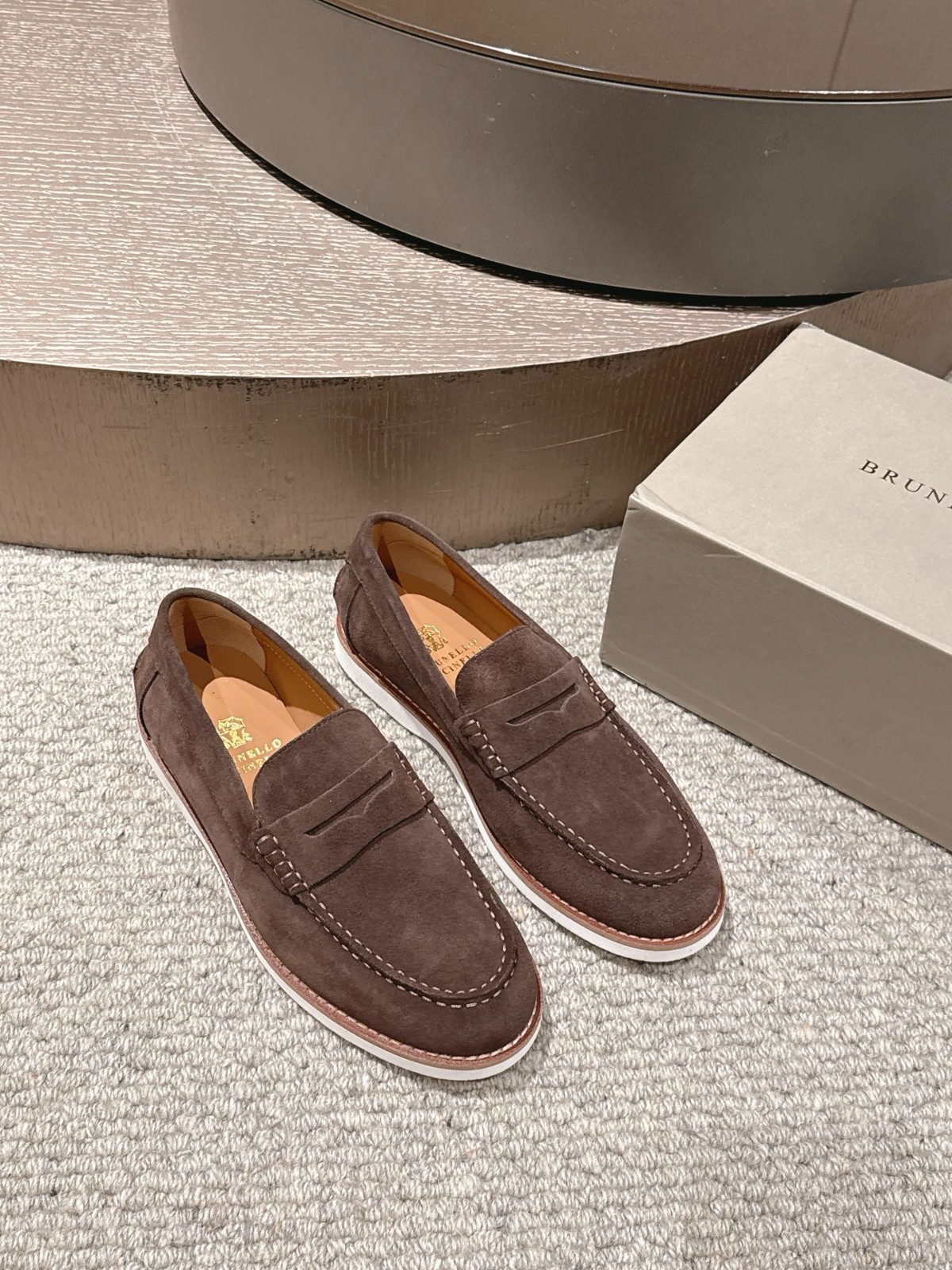 Brunello Cucinelli Style Loafers – Suede Slip-On Casual Shoes Size 43