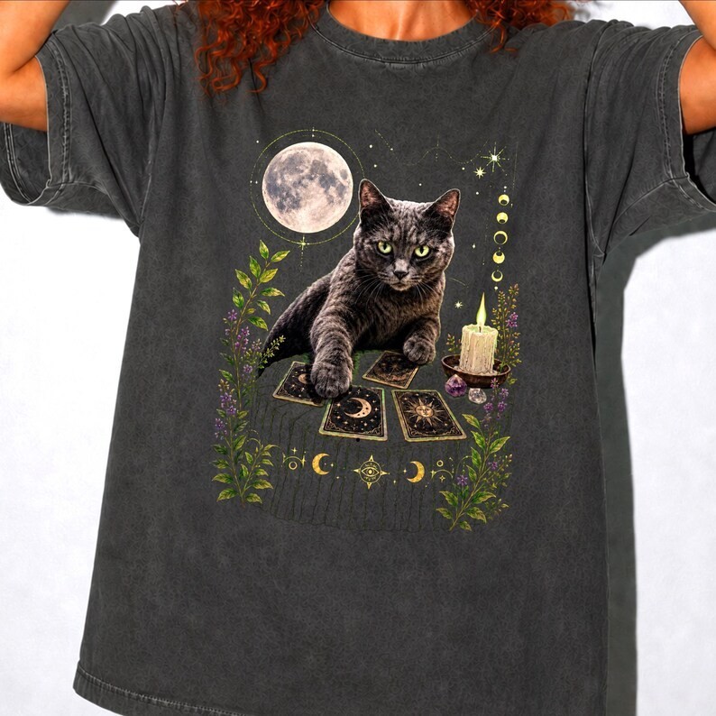 Black Cat Occult T-Shirt, Black Cat Tarot Shirt,