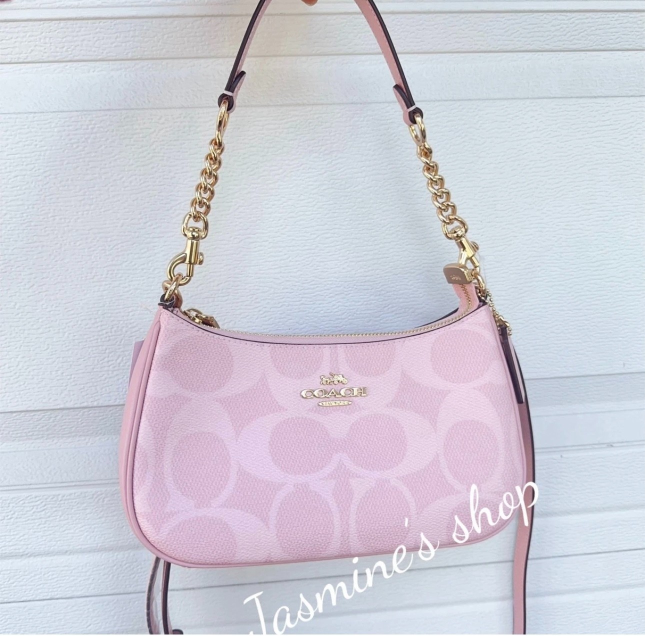 NWT COACH teri shoulder bag Signature Canvas CAL51 powder pink