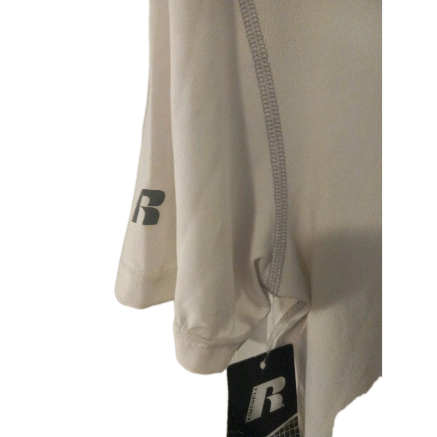 Russell Athletic Mens Dri-Power 360 stretchy tshirt white short sleeve white NEW