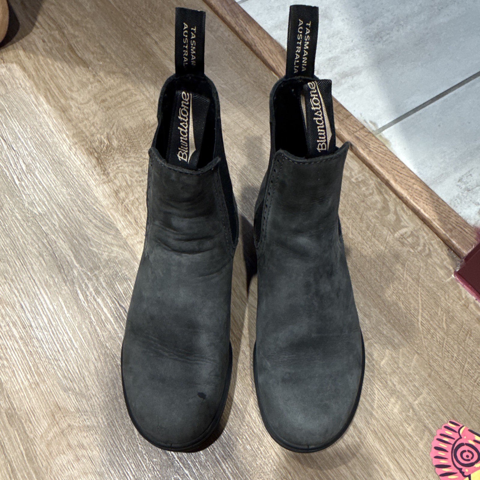 Blundstone Grey Leather Chelsea Ankle Boots US W10/M8 Pull On Boot