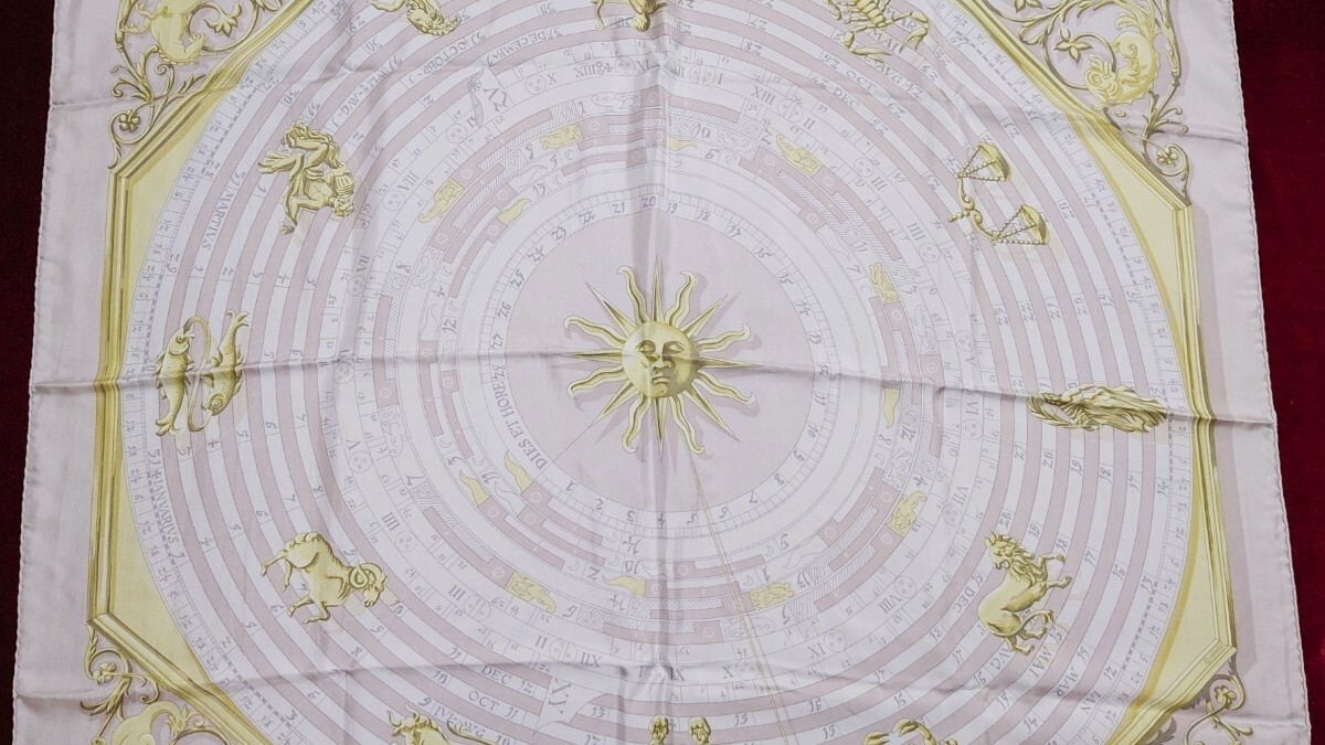 HERMES Carr 90 Dip Dye Scarf Astrologie Gray Astrology Dies et Hore Astronomy C