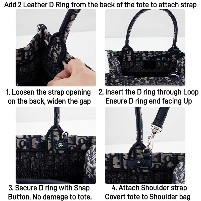 New DIY crossbody shoulder strap conversion kit for Small Medium Dior book tote