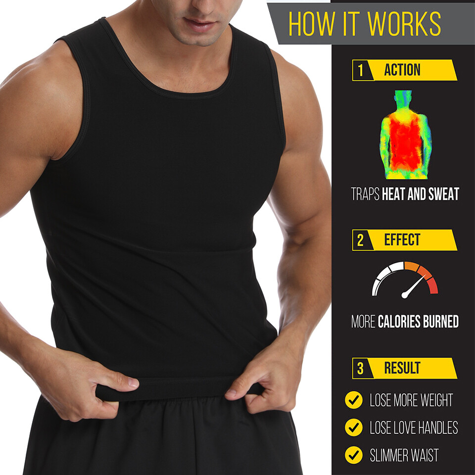 CGTFY Gynecomastia Compression Tank Top Men Sauna Slimming Shaper Sweat Vest US