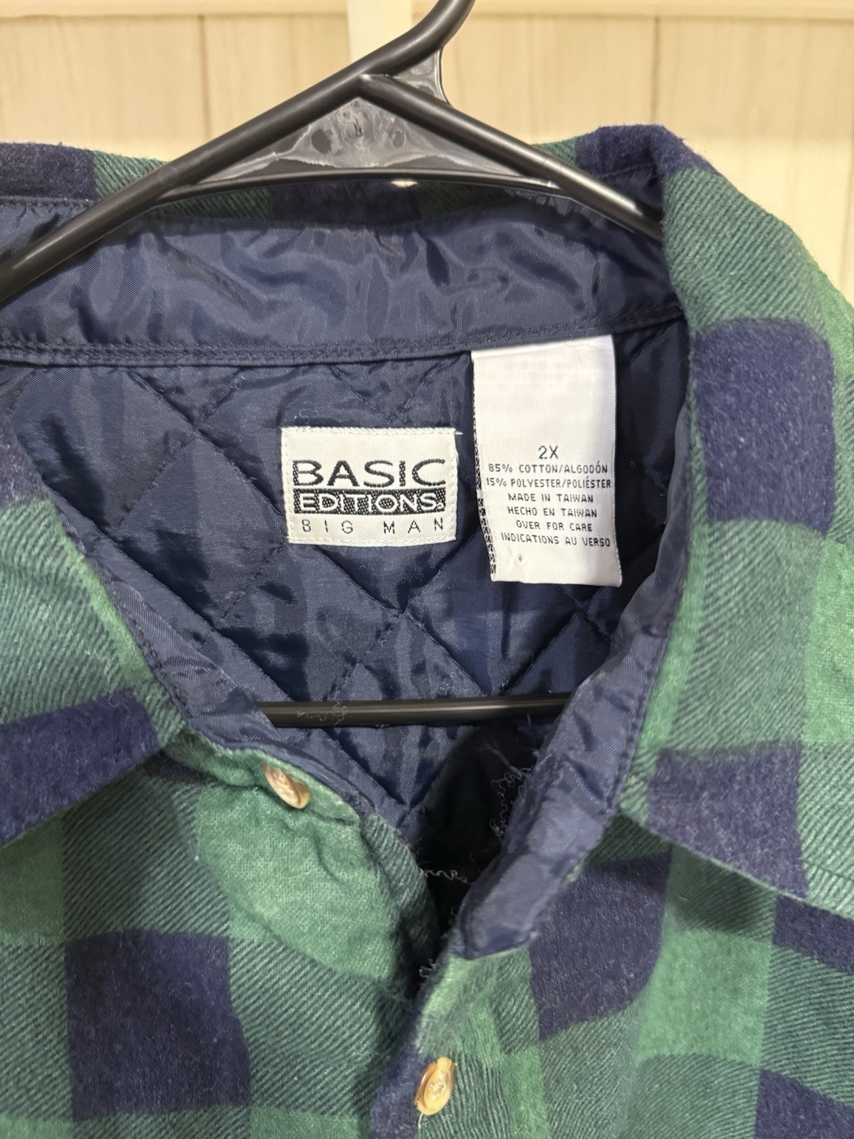 Basic Edition Big Man 2XL Men’s Button Down Flannel Plaid Shirt Long Sleeve