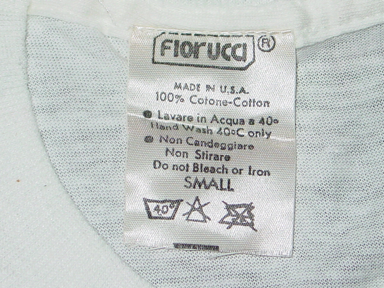 FIORUCCI 1980’s VINTAGE ANGELS SHIRT -White, NEW OLD STOCK SIZE SMALL