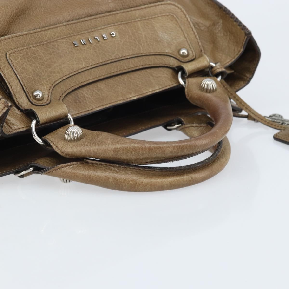 CELINE Boogie bag Hand Bag Leather Brown Silver Auth 166786
