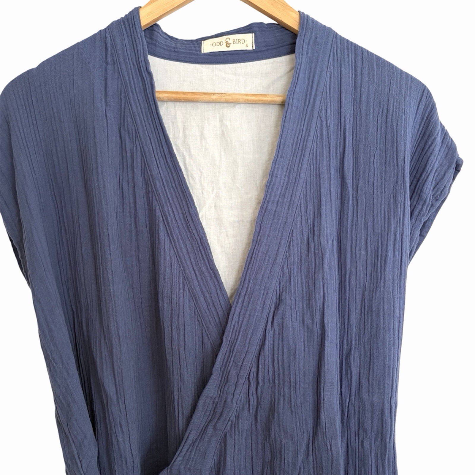 Odd Bird Blue Gauze Aydin House Wrap Dress Small