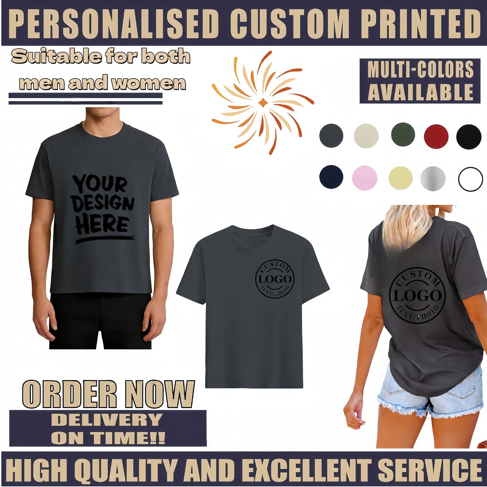 Father’s Day Gift Personalized T-Shirt, Custom Name & Dad Title Image Print