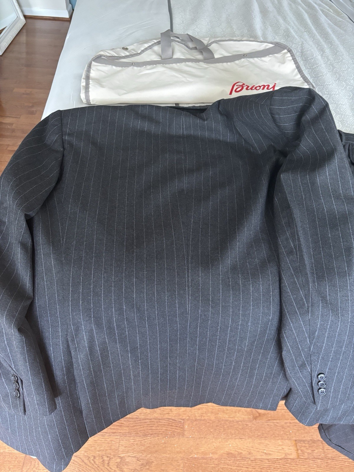 Brioni Suit 46L 40×30 Charcoal Gray Pinstripe Wool Suit