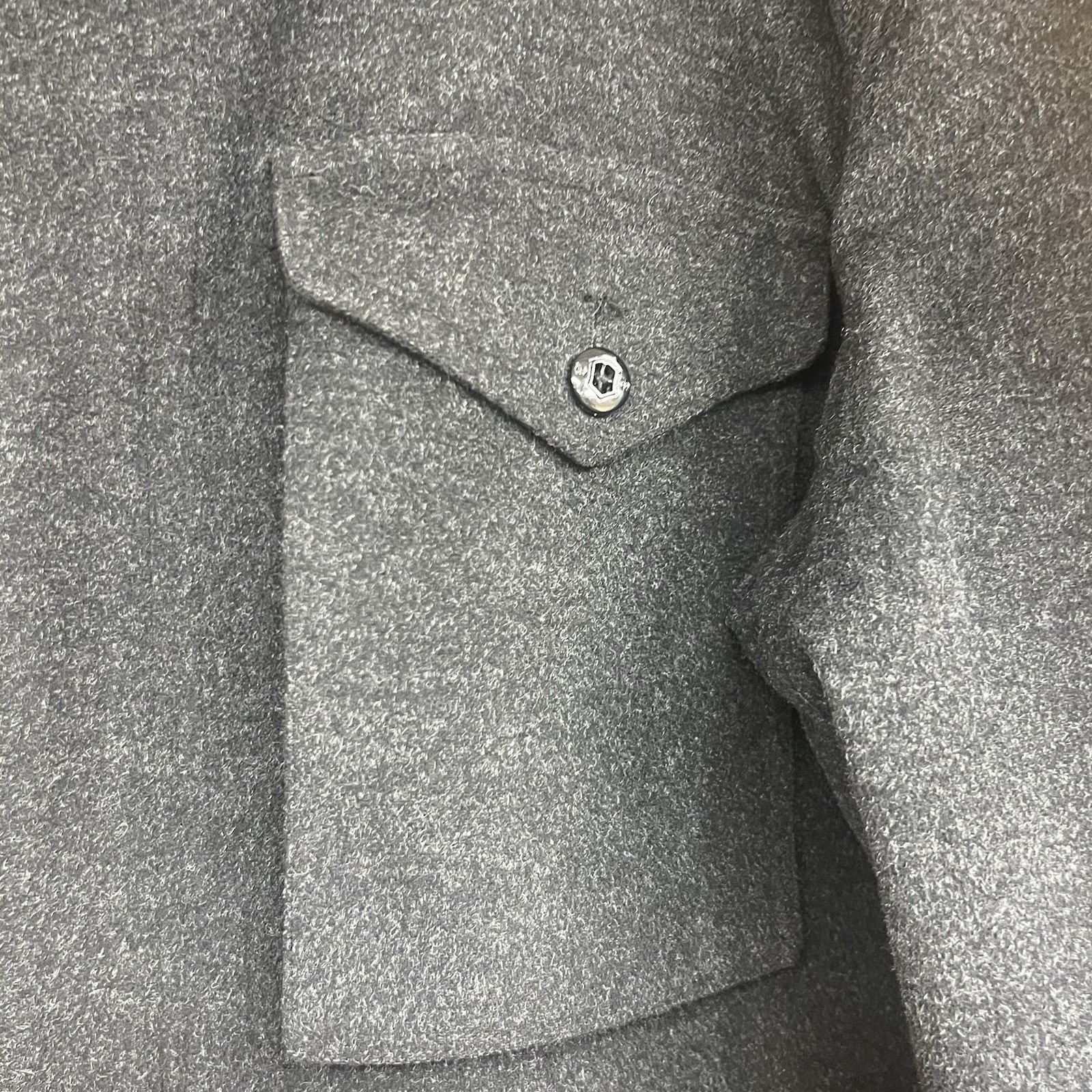 Victorinox Swiss Army Wool Field Jacket Mens Large Gusseted Gray Zip Snap HR