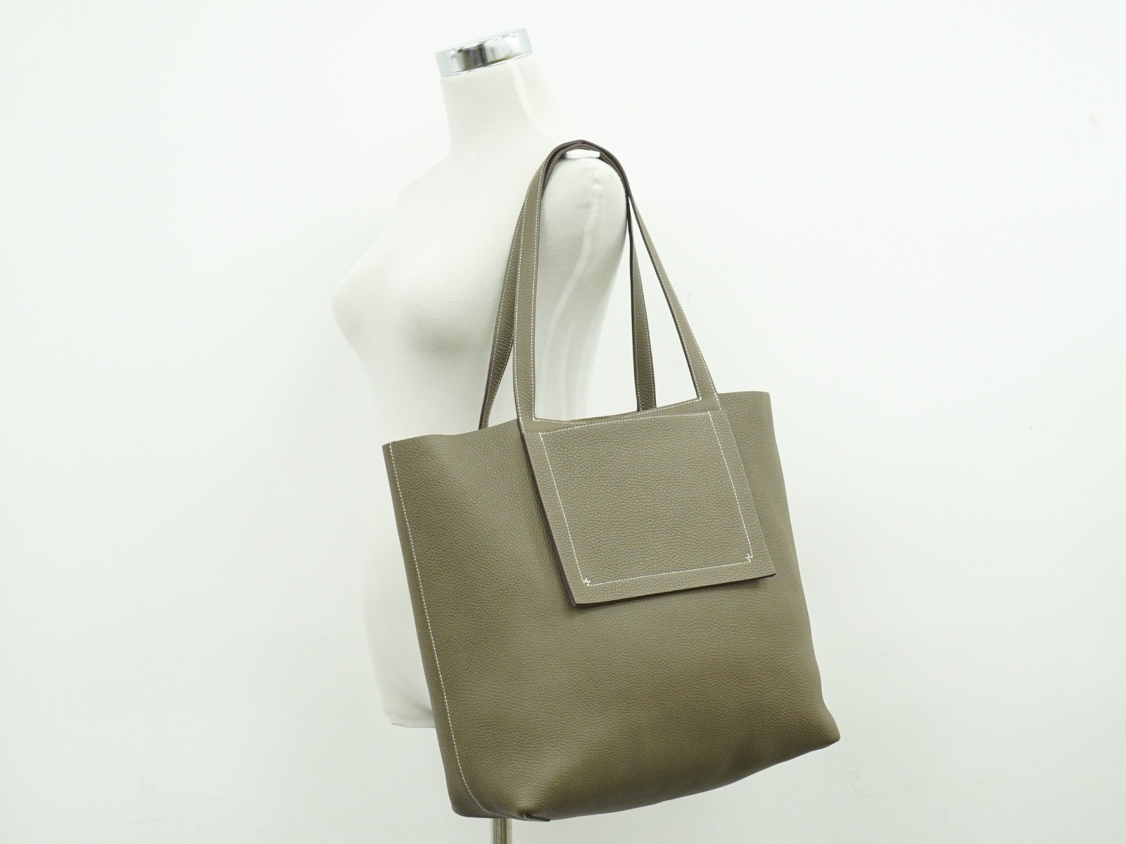 HERMES Cabasellier 46 Leather Shoulder Bag Tote Bag Etoupe