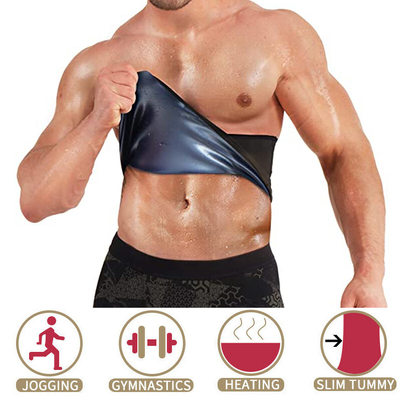 Mens Heat Trapping Waist Trainer Sweat Body Shaper Thermo Sauna Belt Weight Loss