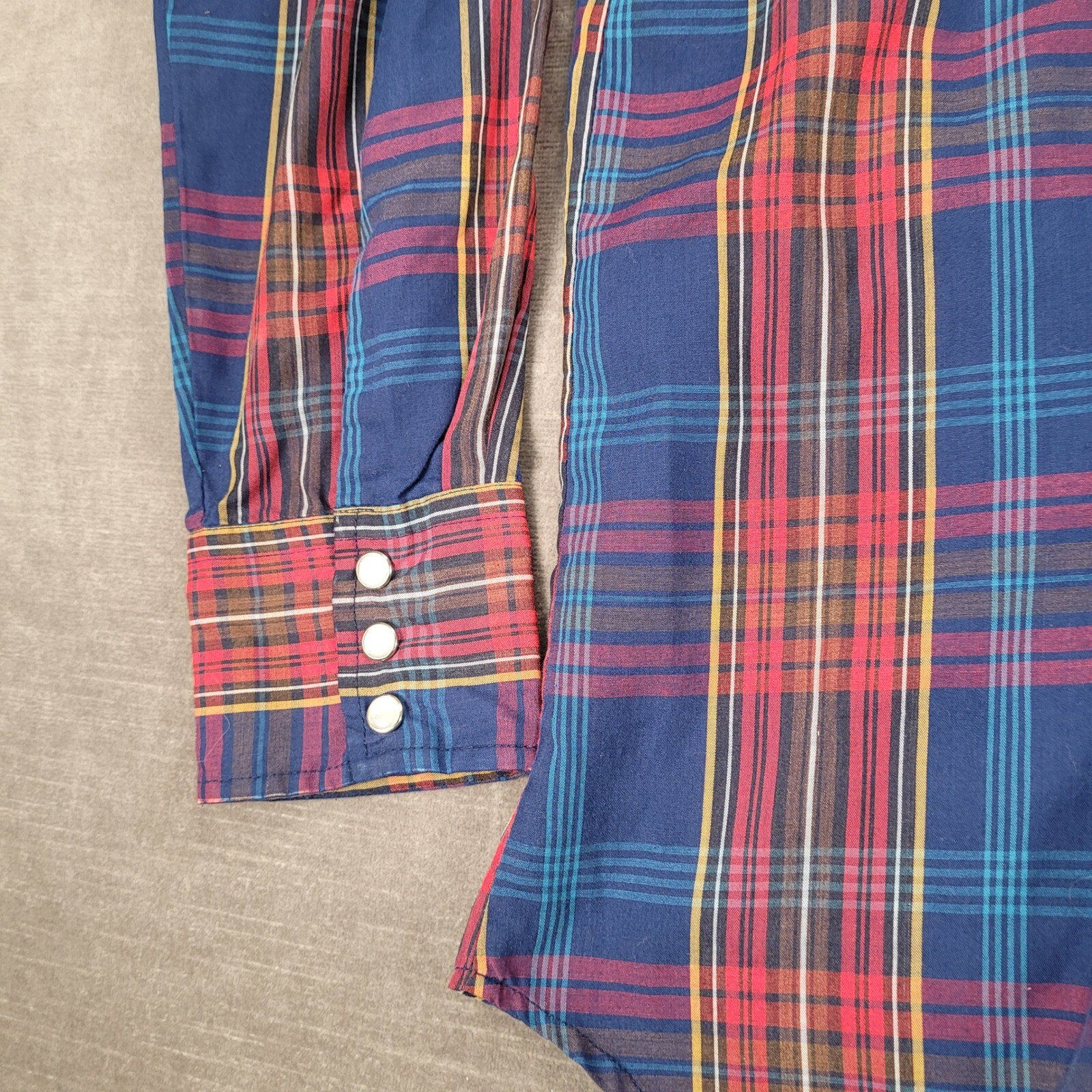 Plainsman Extra Long Tails Plaid Western Shirt Long Sleeve Snap Up Cowboy Sz Med