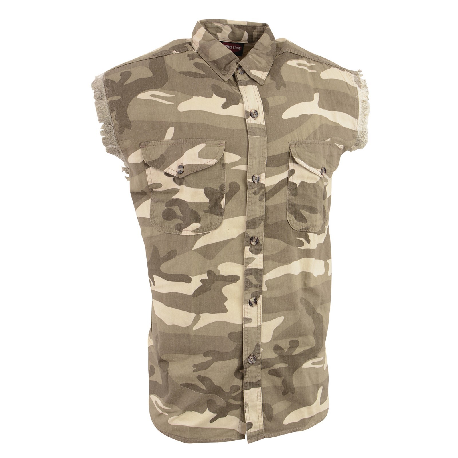Milwaukee Leather DM4009 Men’s Sand Camo Lightweight Sleeveless Denim Shirt