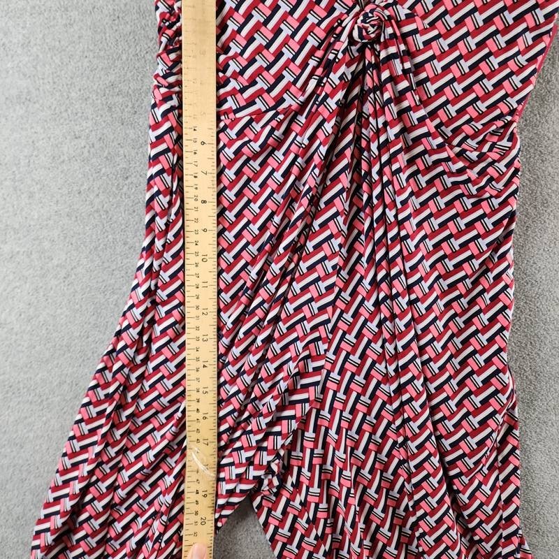 Vince Camuto Twist-Front Cap-Sleeve Jumpsuit Women’s M Red Multi Zipper Closure